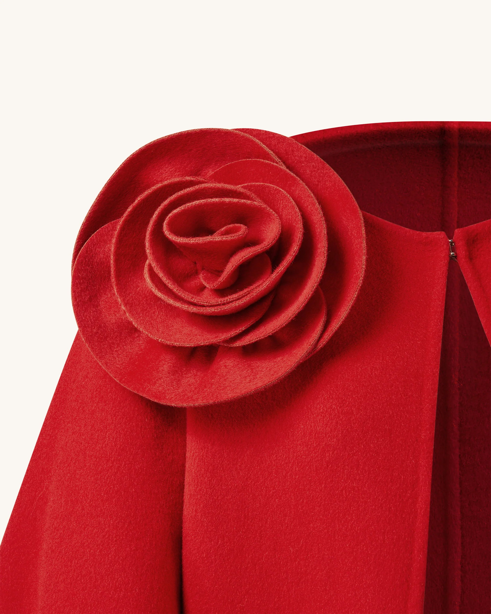 Cappotto Mantella Clara con Applicazioni Floreali - Rosso - Image 4