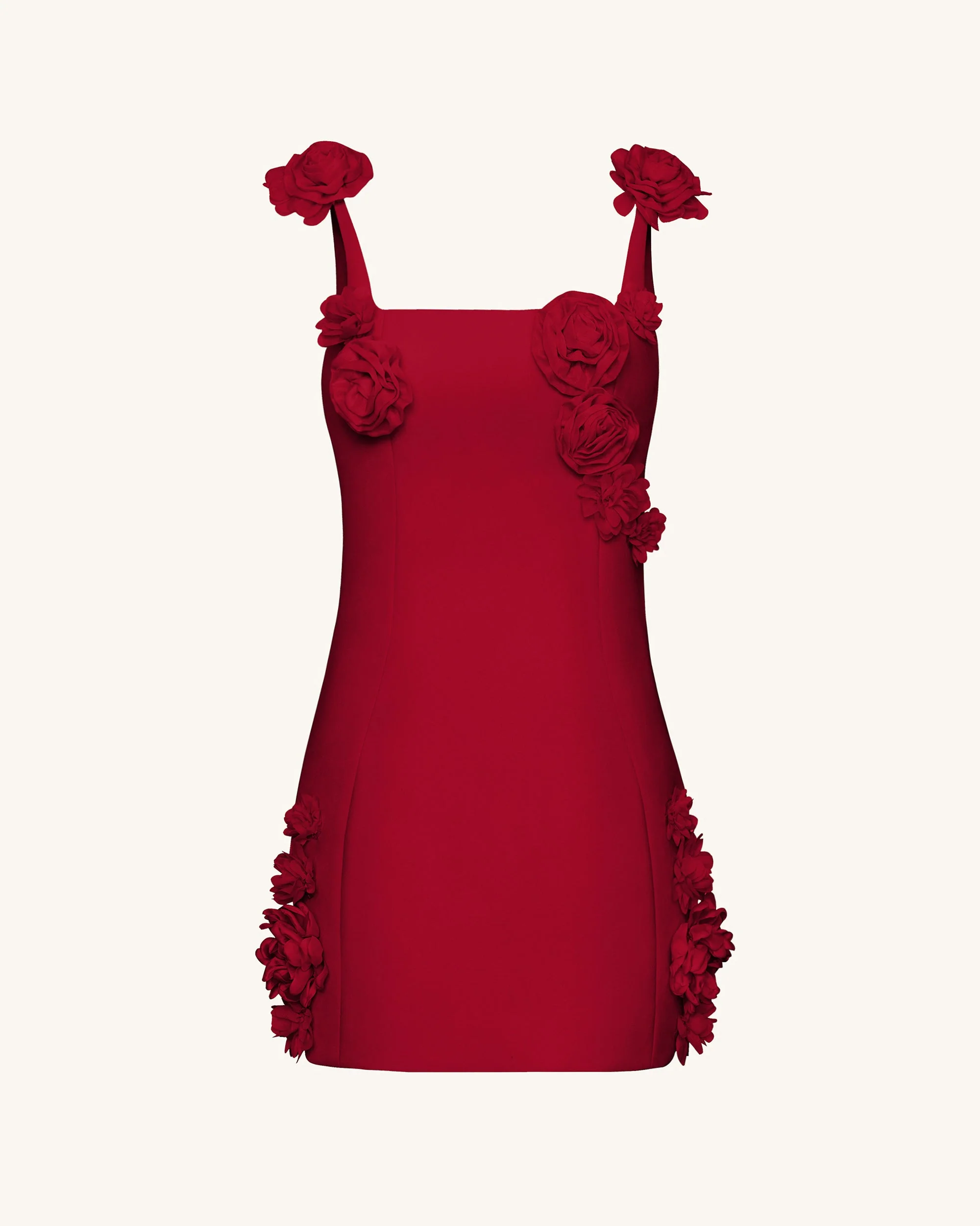 Elaina Mini Abito con Applicazioni a Rosetta - Rosso - Image 3