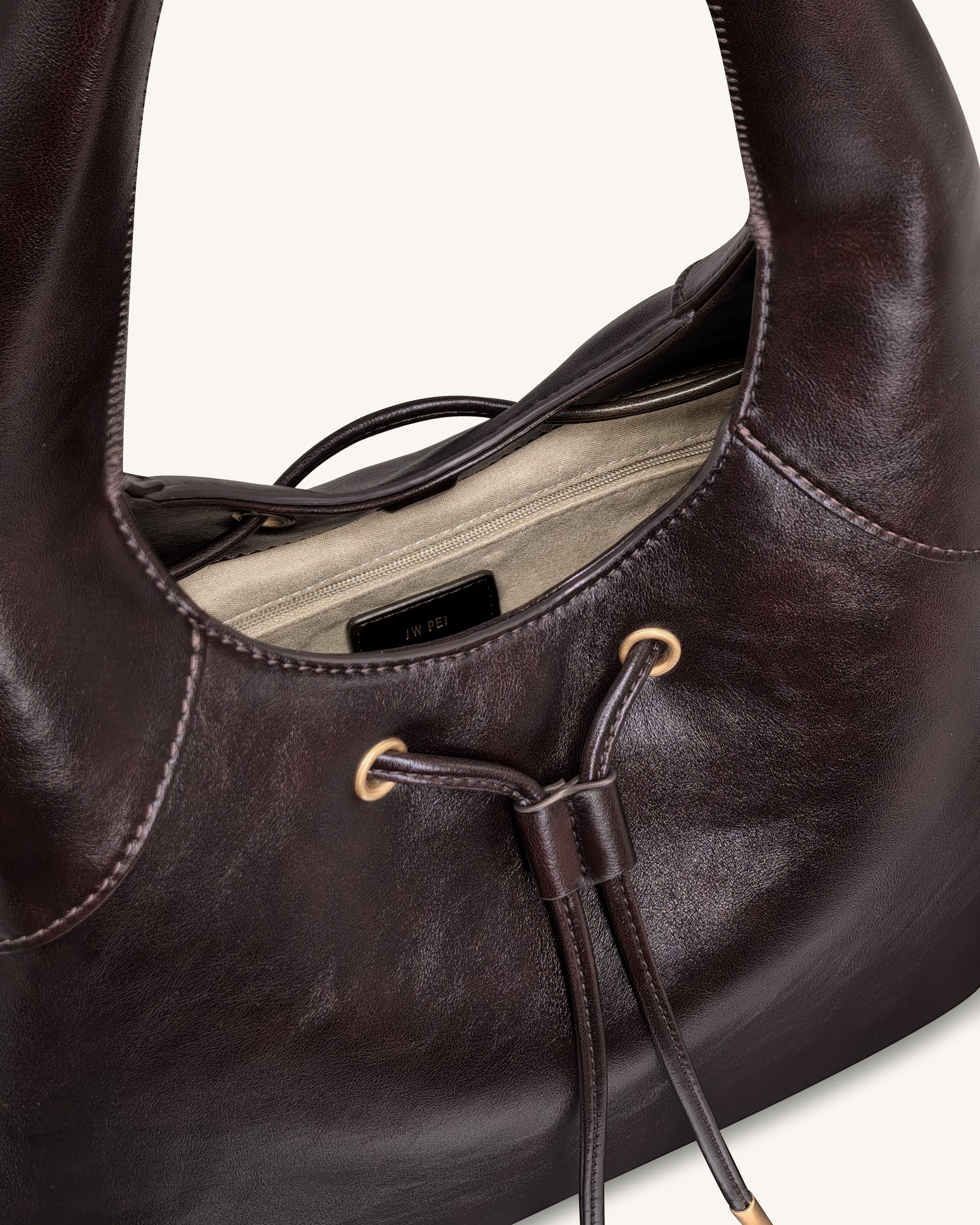 Borsa Hobo con coulisse Elara - Marrone scuro - Image 4