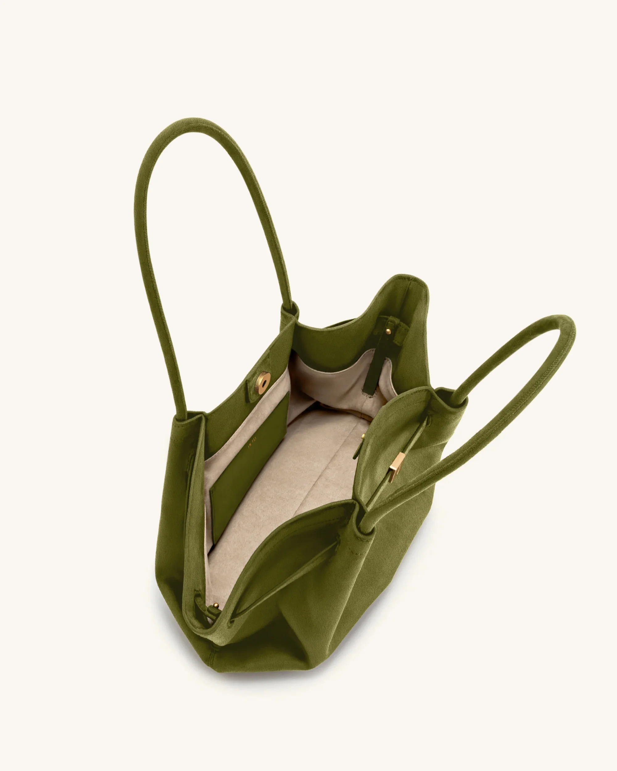 Hana Borsa Tote Ampia in Ecocamoscio - Verde Oliva - Image 5