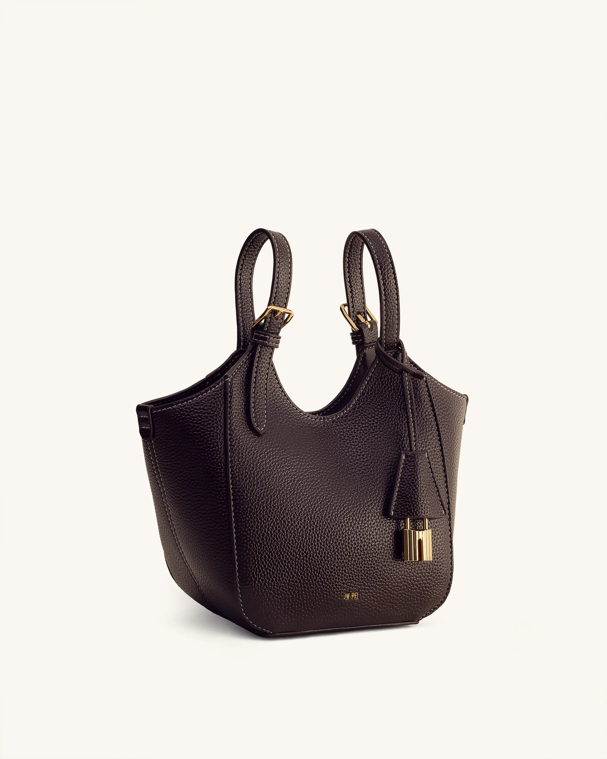 Ines Bolso Tote con Candado - Marrón Oscuro - Image 3