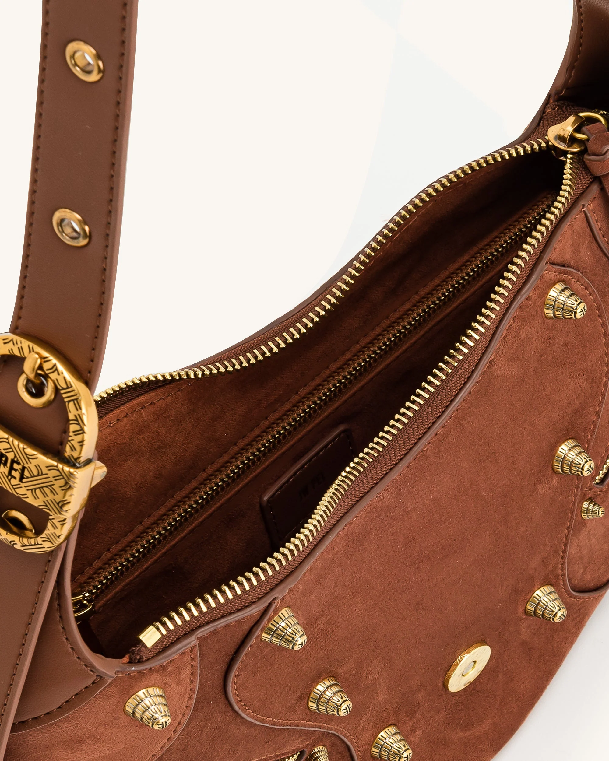 Borsa a tracolla in camoscio Tessa - Marrone Dark Birch - Image 4