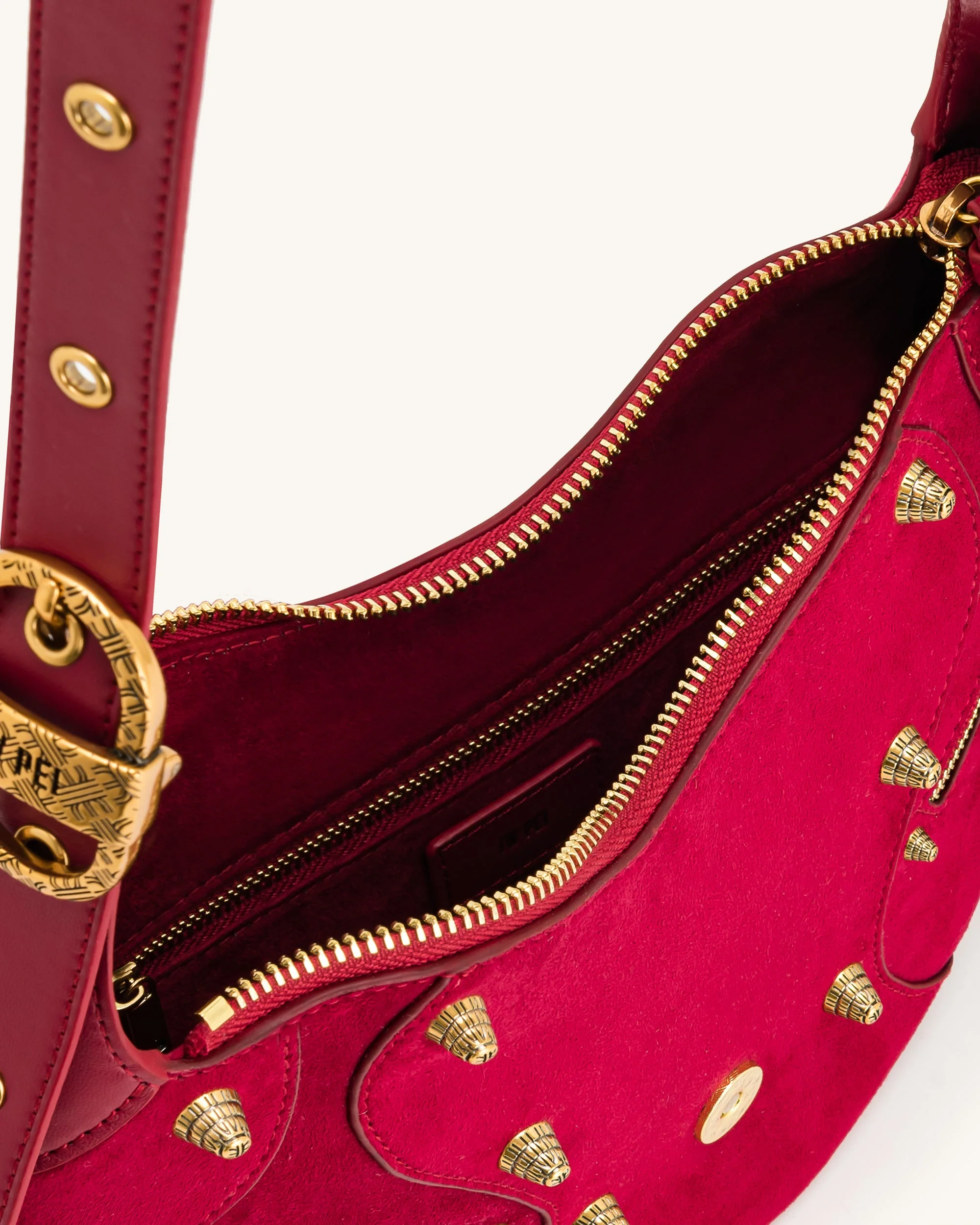 Borsa a tracolla in camoscio Tessa - Magenta scuro - Image 4