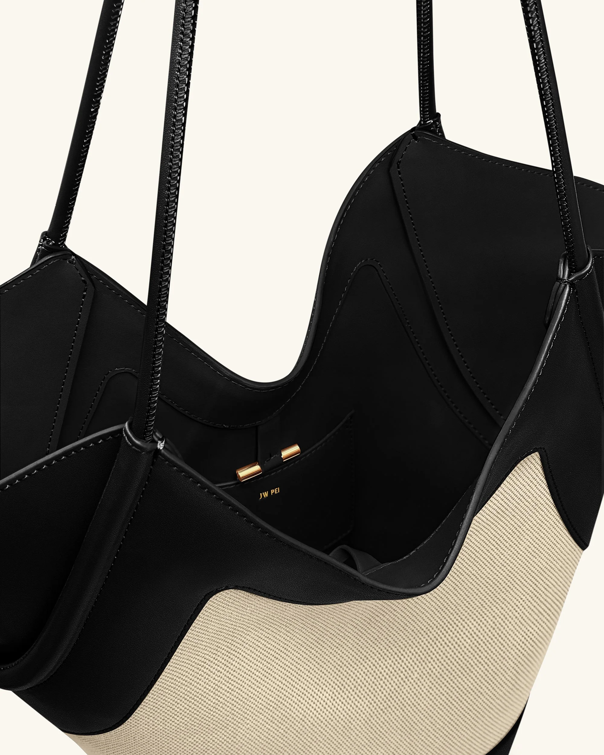 Borsa tote Maribel Panel - Tela nera - Image 5