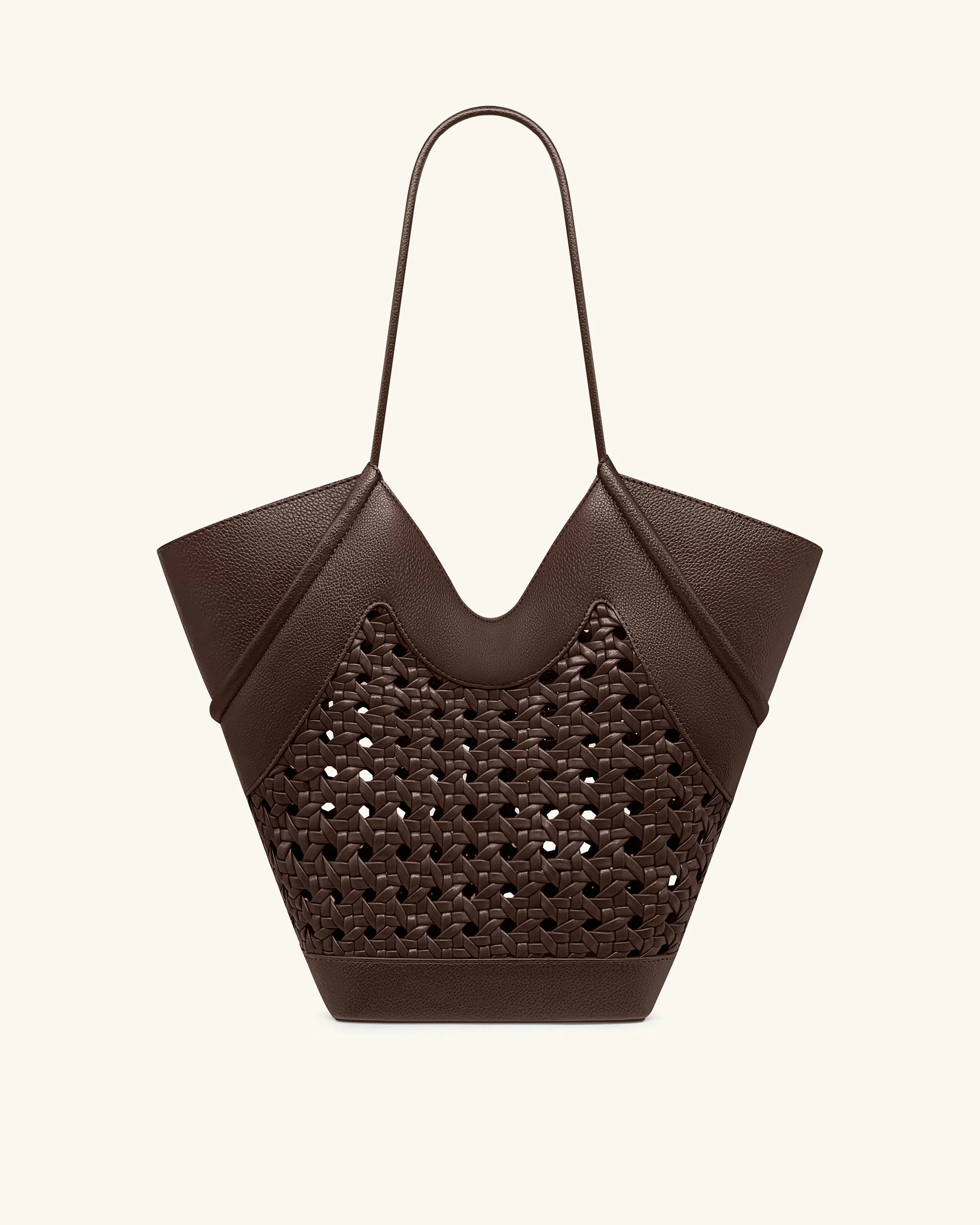 Maribel Borsa tote con pannelli intrecciati - Marrone scuro - Image 4