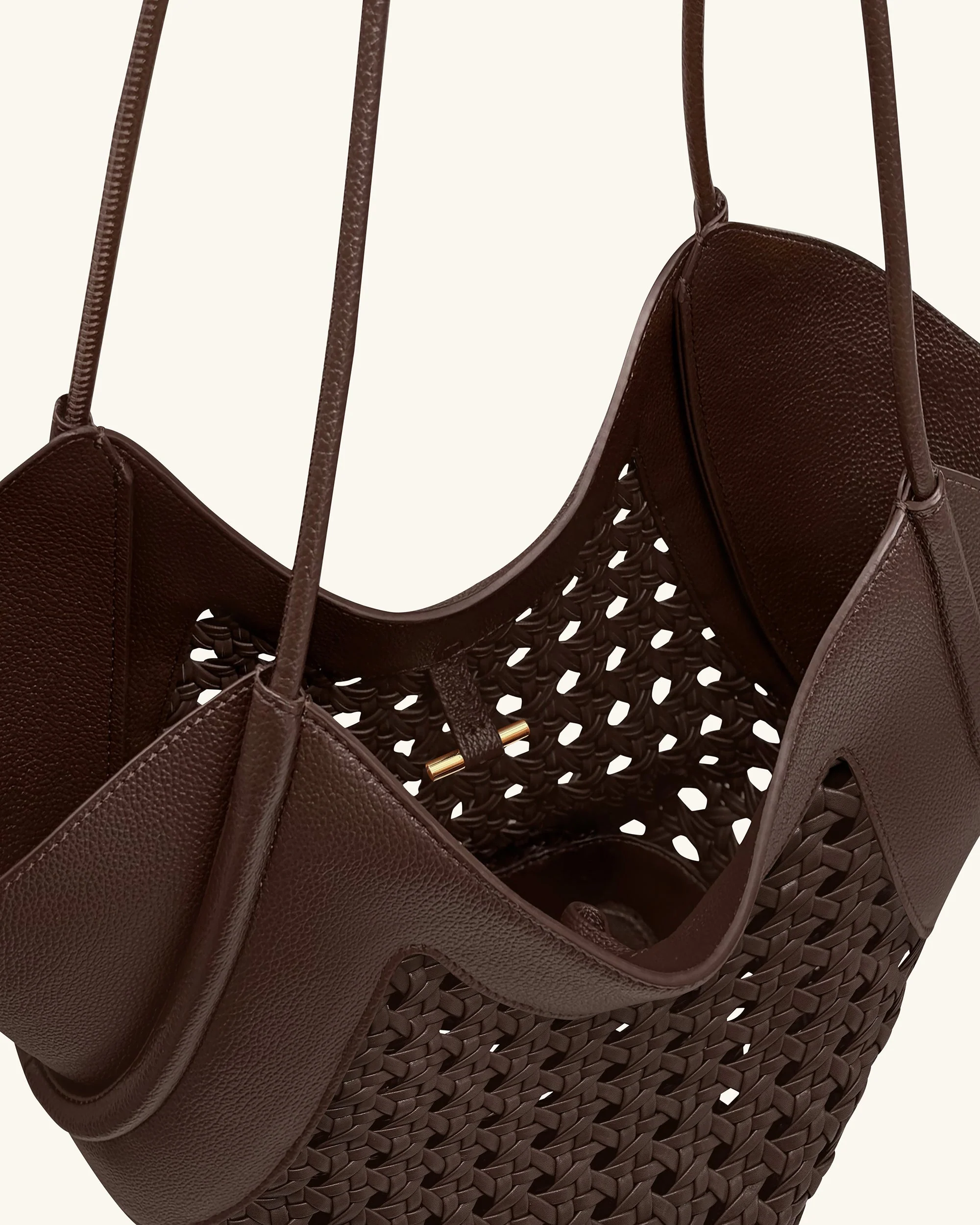 Maribel Borsa tote con pannelli intrecciati - Marrone scuro - Image 5