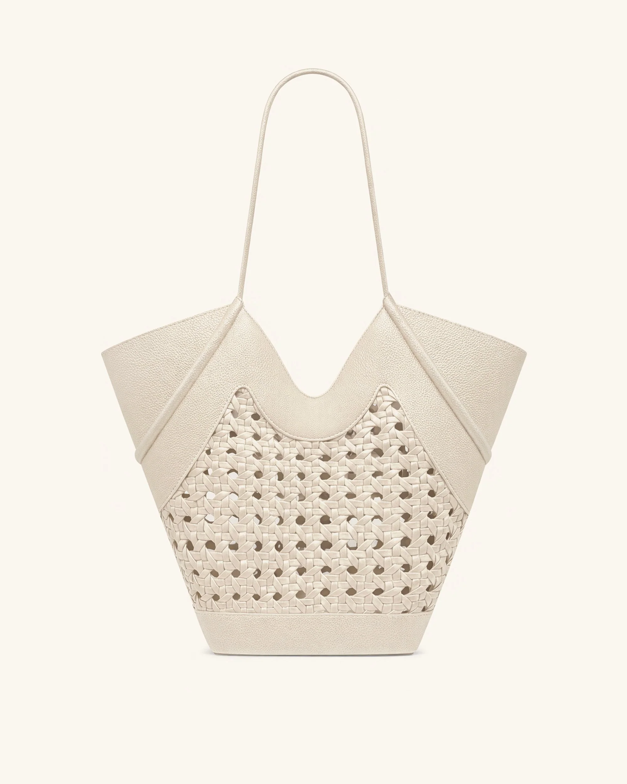 Maribel Borsa tote con pannelli intrecciati - Avorio - Image 4