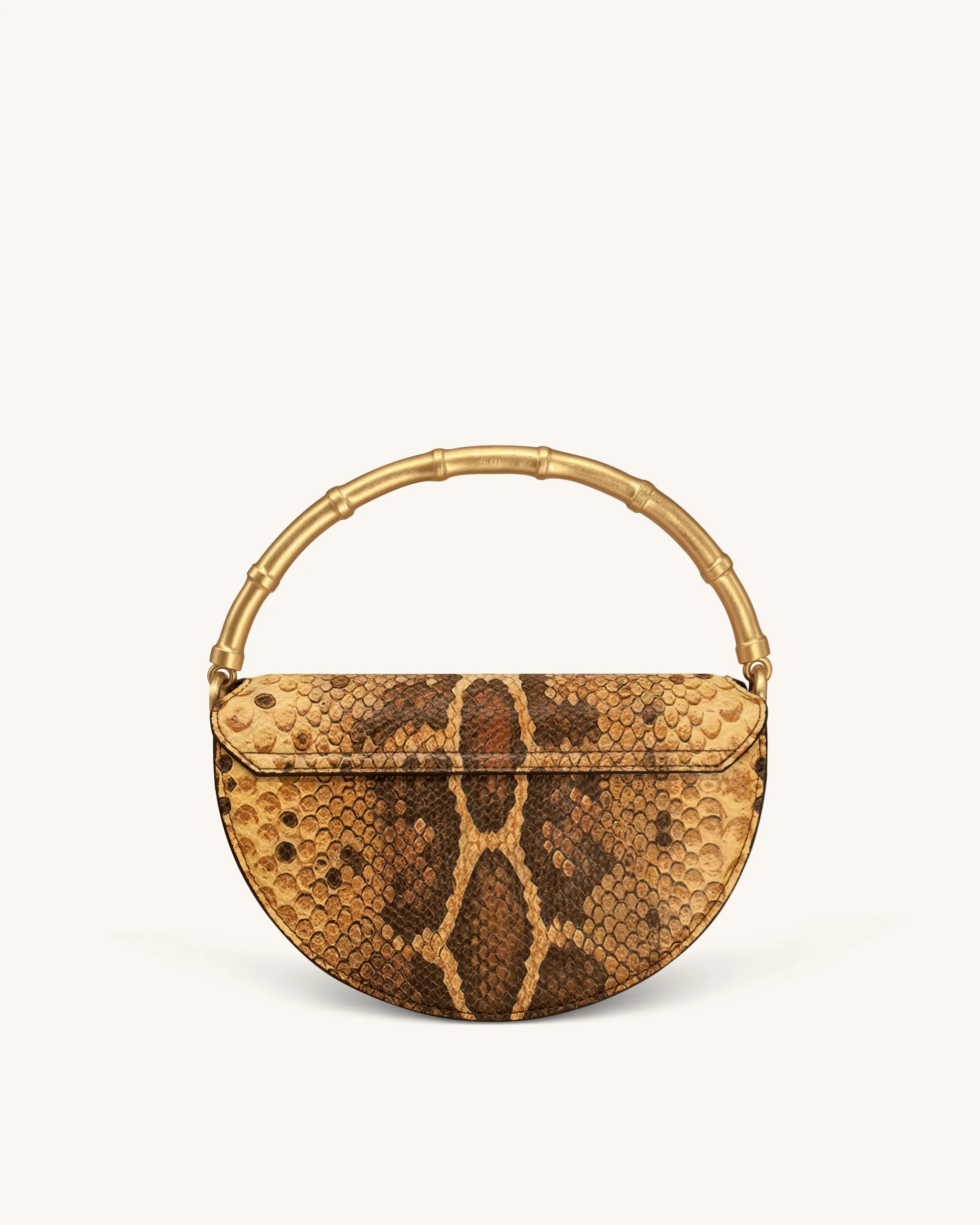 Borsa con manico a mezzaluna stampa pitone Sylvie - Marrone giallastro - Image 3