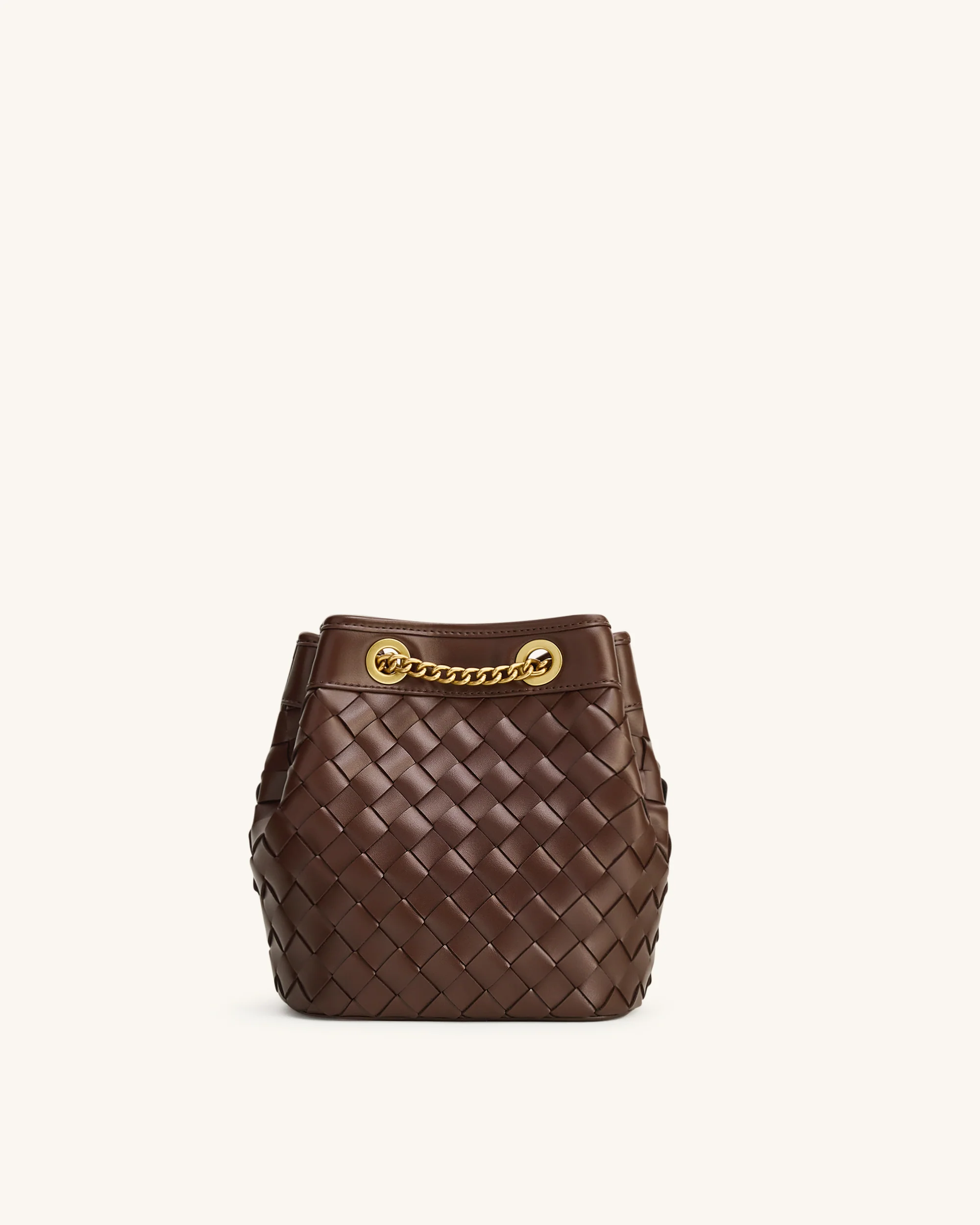Yara Borsa a Secchiello Intrecciata a Mano - Marrone Scuro - Image 4